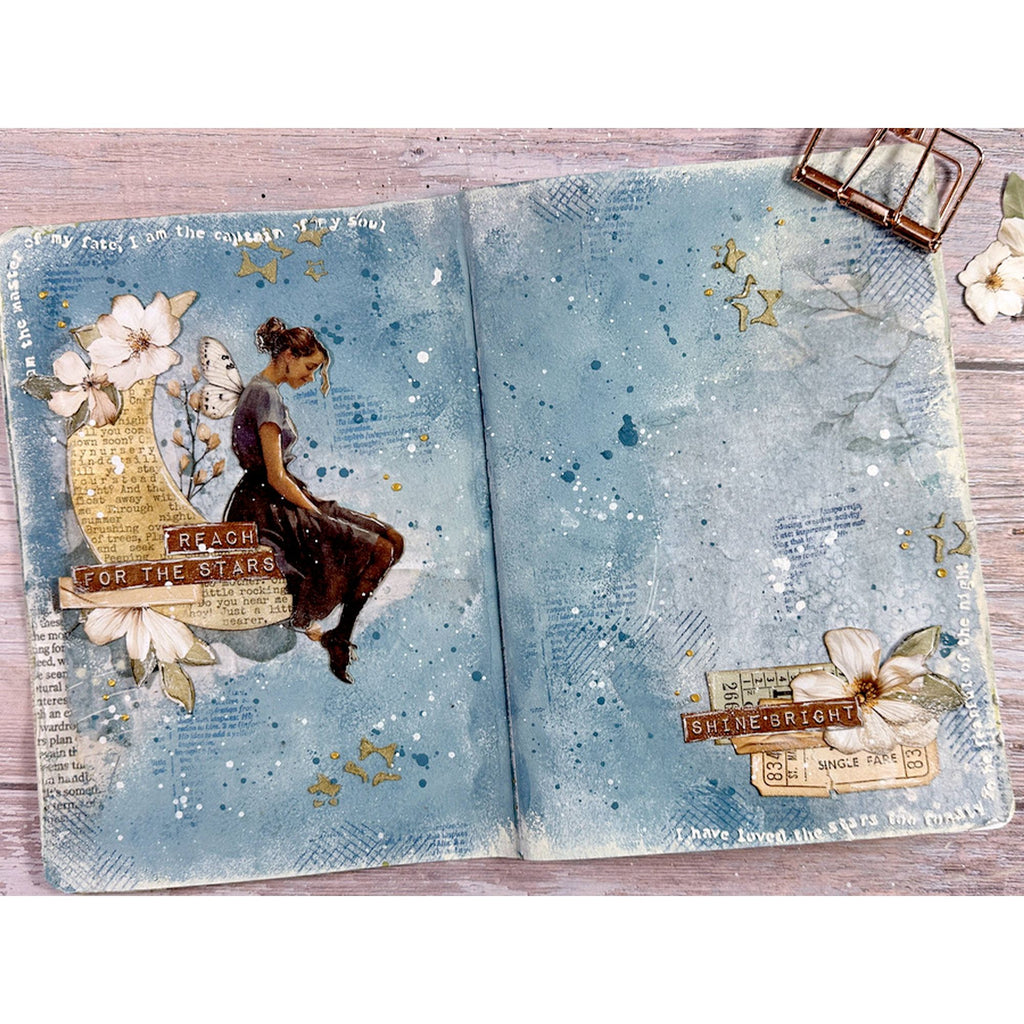 Stamperia Create Happiness Secret Diary Selection 6 Rice Paper A4 dfsa4xsd stars
