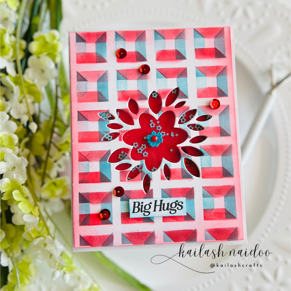 Simon Says Stamp Stencil Receding Squares 1083mt You Are My Favorite Hugs Card