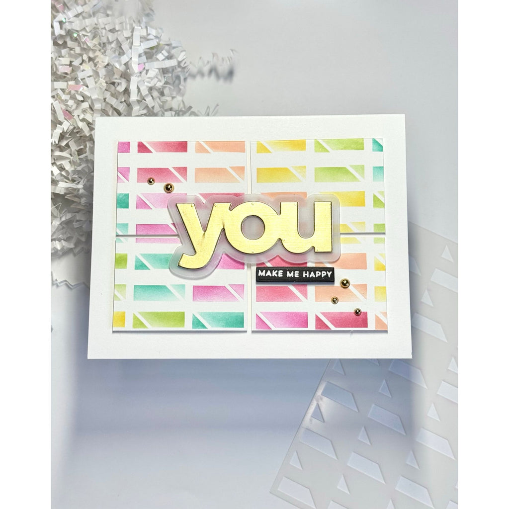 Simon Says Stamp Stencil Receding Squares 1083mt You Are My Favorite You Make Me Happy Card
