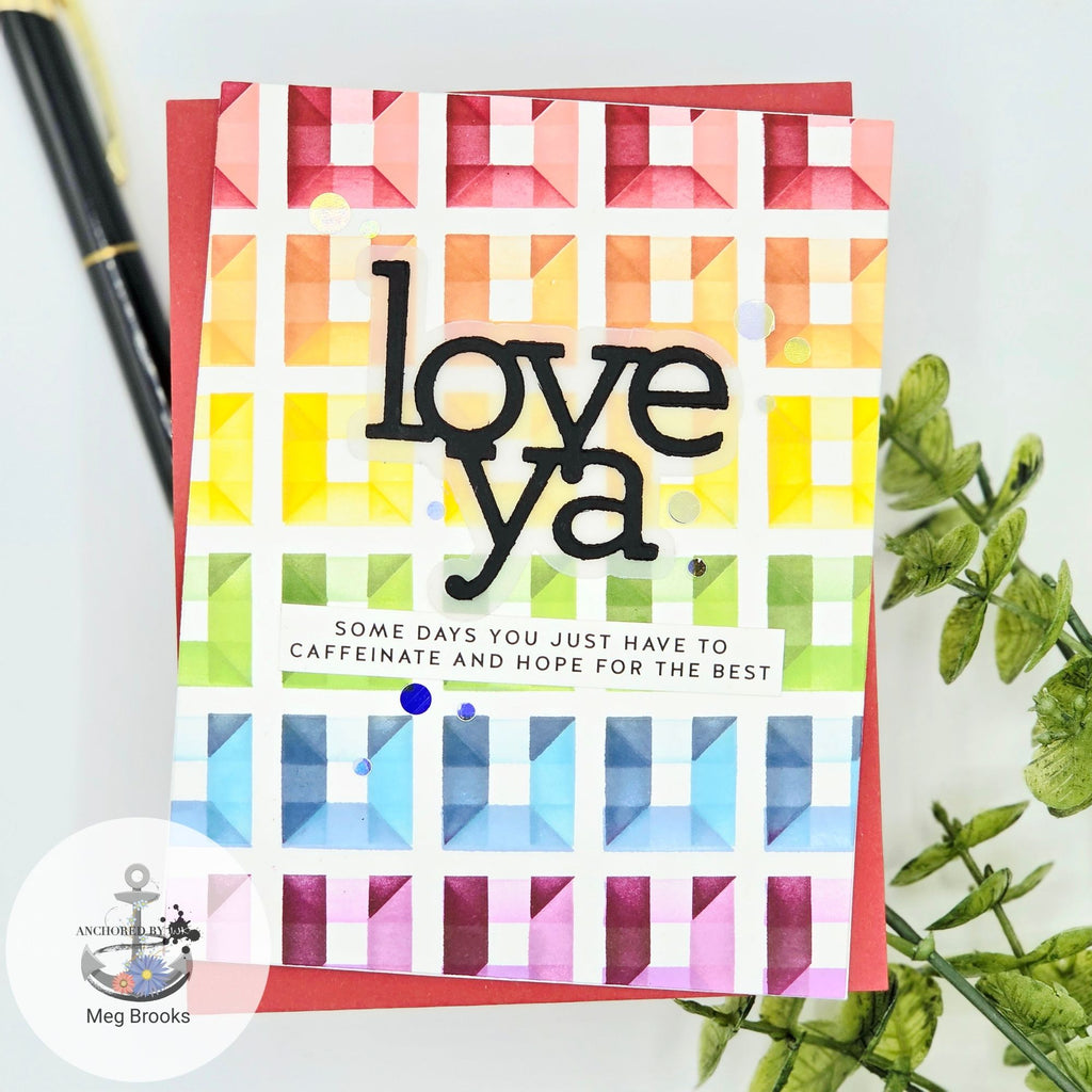 Simon Says Stamp Stencil Receding Squares 1083mt You Are My Favorite Love Ya Card