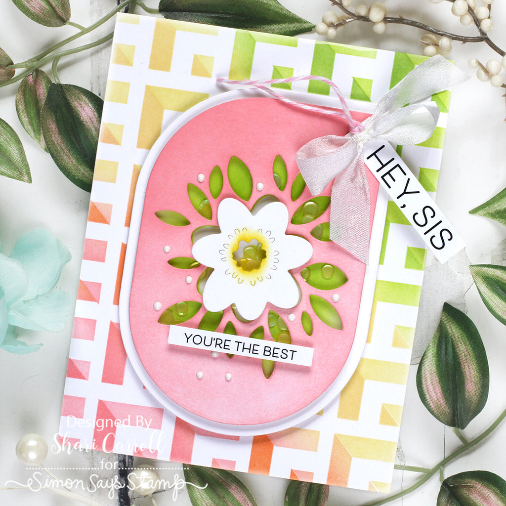 Simon Says Stamp Stencil Receding Squares 1083mt You Are My Favorite Sister Card | color-code:ALT06