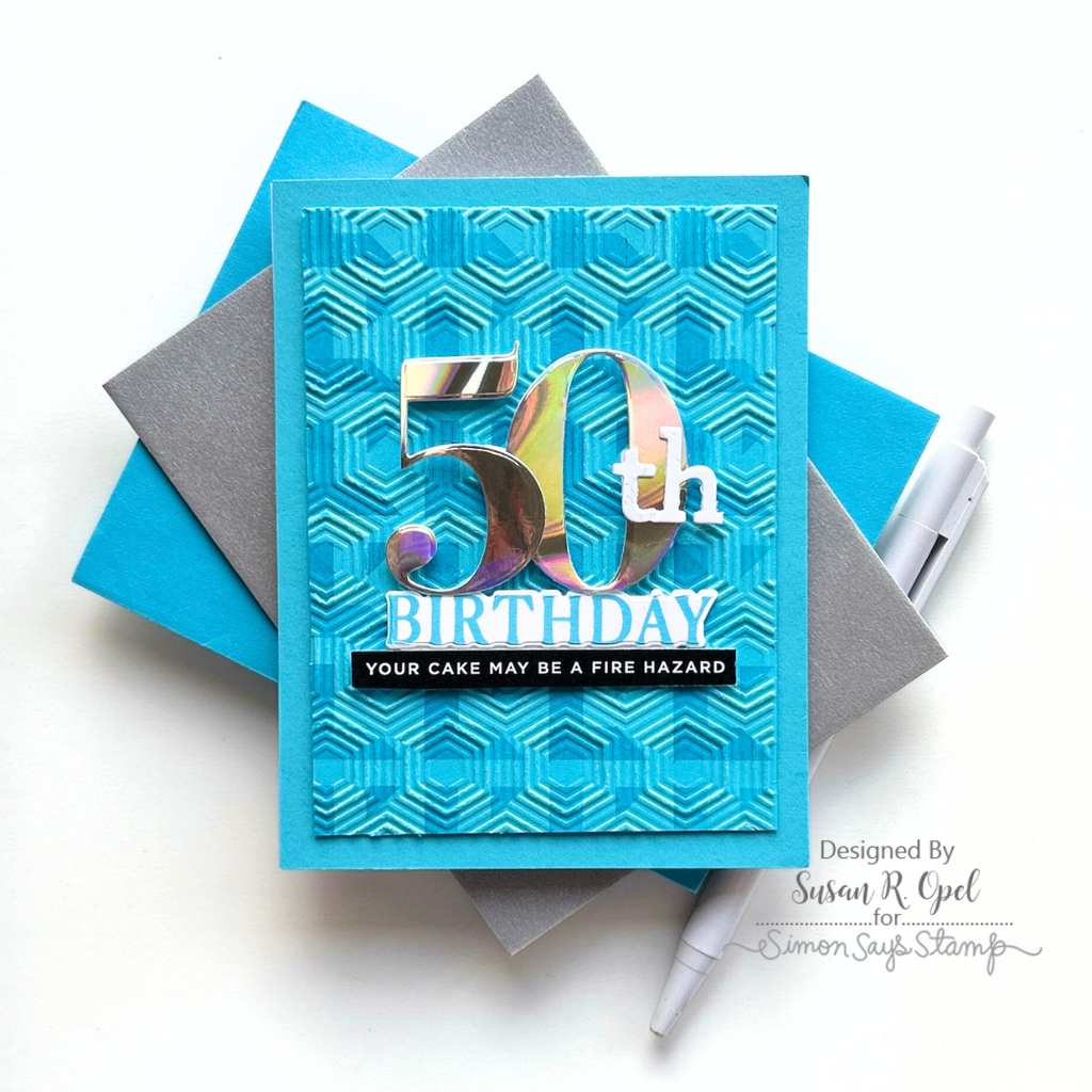 Simon Says Stamp Stencil Receding Squares 1083mt You Are My Favorite 50th Birthday Card