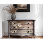 Redesign With Prima Marketing Blossom Botanica Decor Transfers 651060 A_vintage-style_chest_of_drawers_painted_in_an_antique