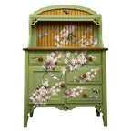 Redesign With Prima Marketing Blossom Botanica Decor Transfers 651060 Green Hutch with Flowers and Butterflies
