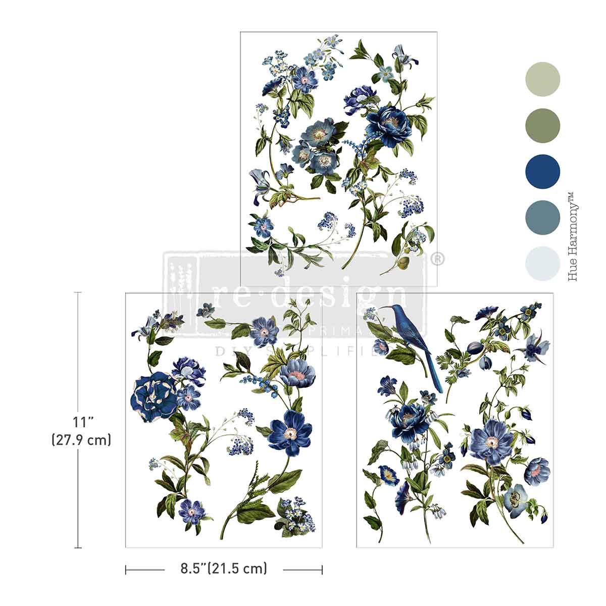 Redesign With Prima Marketing Blue Nest Blooms Middy Transfers 681913