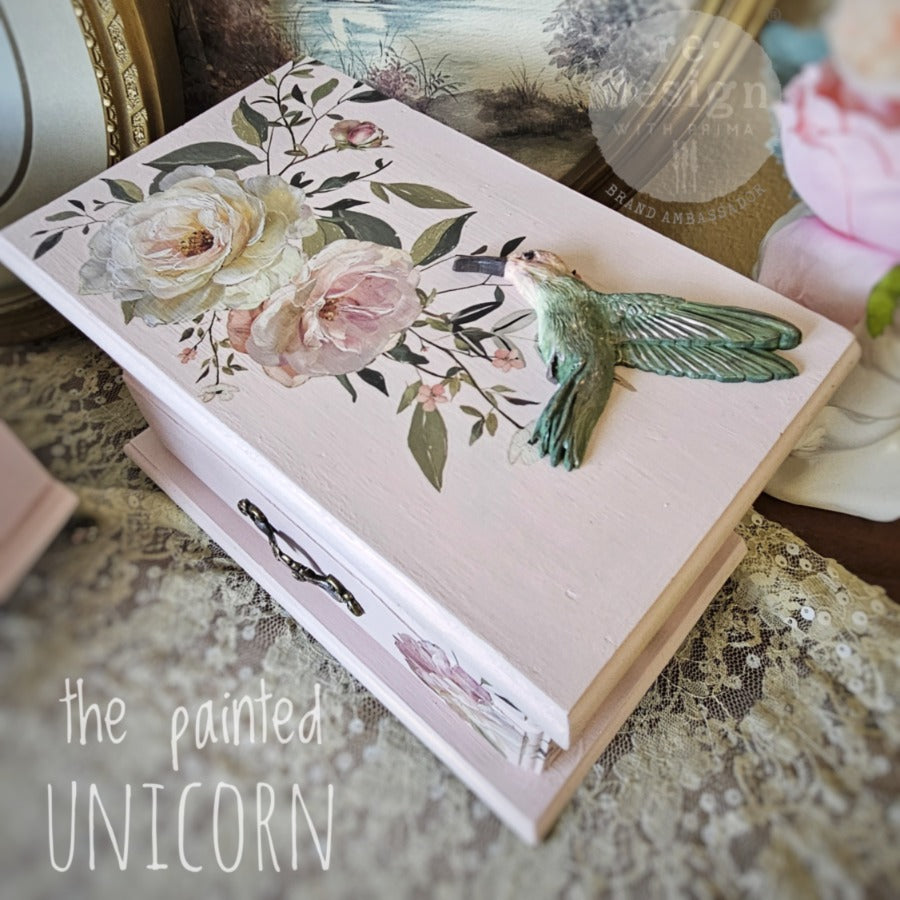 Redesign With Prima Marketing Blush Reverie Middy Transfers 682644 Bird Jewelry Box