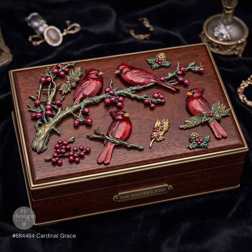 Redesign With Prima Marketing Cardinal Grace Decor Mould 684464 Christmas Jewelry Box