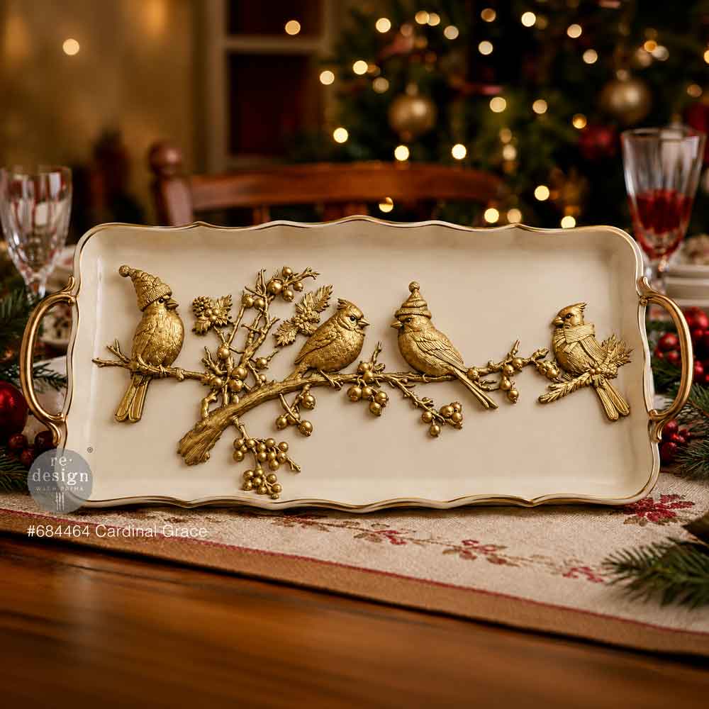 Redesign With Prima Marketing Cardinal Grace Decor Mould 684464 Christmas Tray