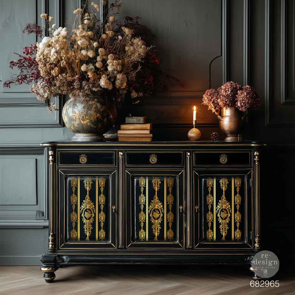 Redesign With Prima Marketing Chateau Filigree Gold Foil Decor Transfers 682965 Furniture Project