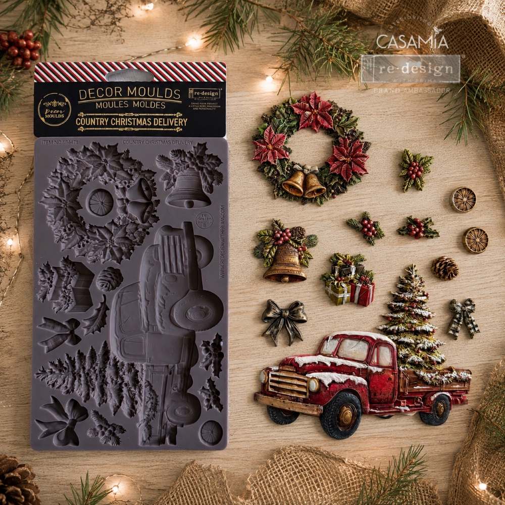 Redesign With Prima Marketing Country Christmas Decor Mould 684471 Holiday Wreaths and Bows