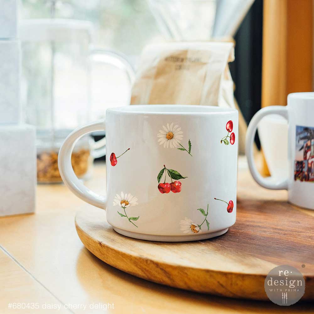 Redesign With Prima Marketing Daisy Cherry Delight Luxe Transfers 680435 Coffee Cup Decor