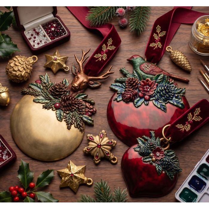 Redesign With Prima Marketing Evergreen Antler Emblem Decor Mould 684488 Bold Christmas Ornaments