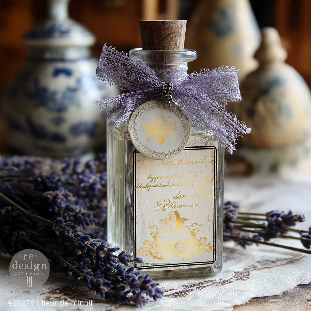 Redesign With Prima Marketing Gold Fleur De Minuit H2O Transfers 682781 Antique Victorian Bottle