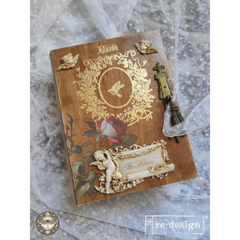 Redesign With Prima Marketing Gold Fleur De Minuit H2O Transfers 682781 Victorian MIxed Media Panel