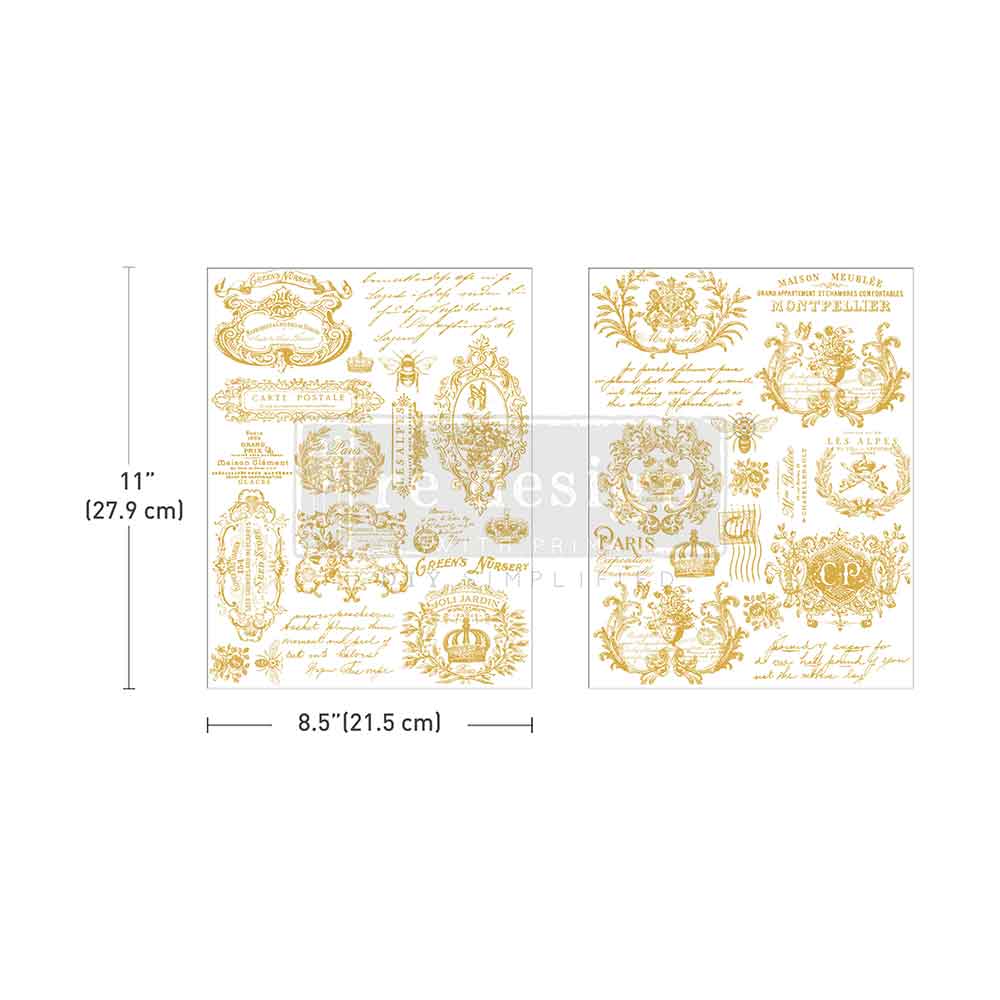Redesign With Prima Marketing Gold Gilded Memories H2O Transfers 678234