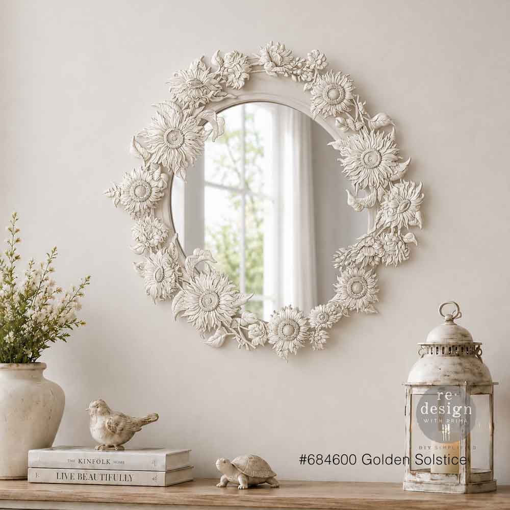 Redesign With Prima Marketing Golden Solstice Decor Mould 684600 Floral Mirror Frame