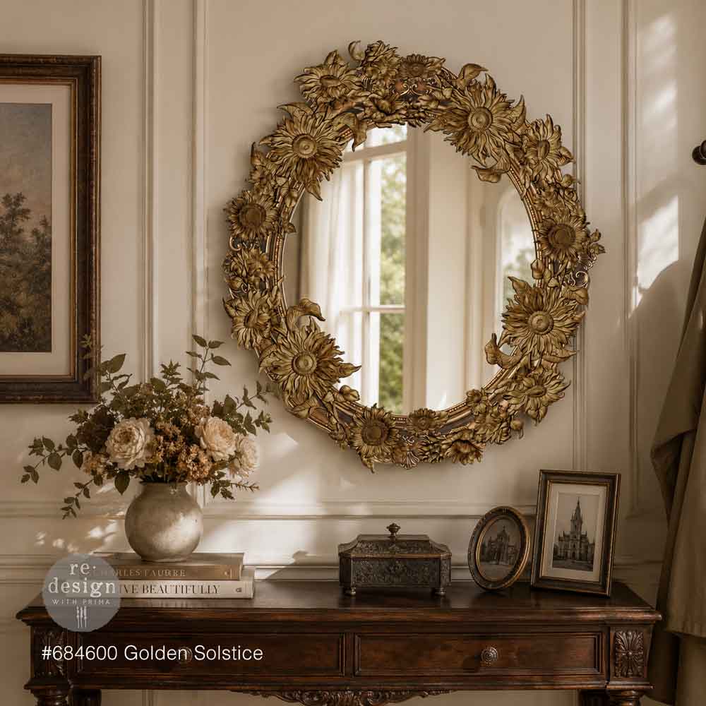 Redesign With Prima Marketing Golden Solstice Decor Mould 684600 Sunflower Mirror Frame