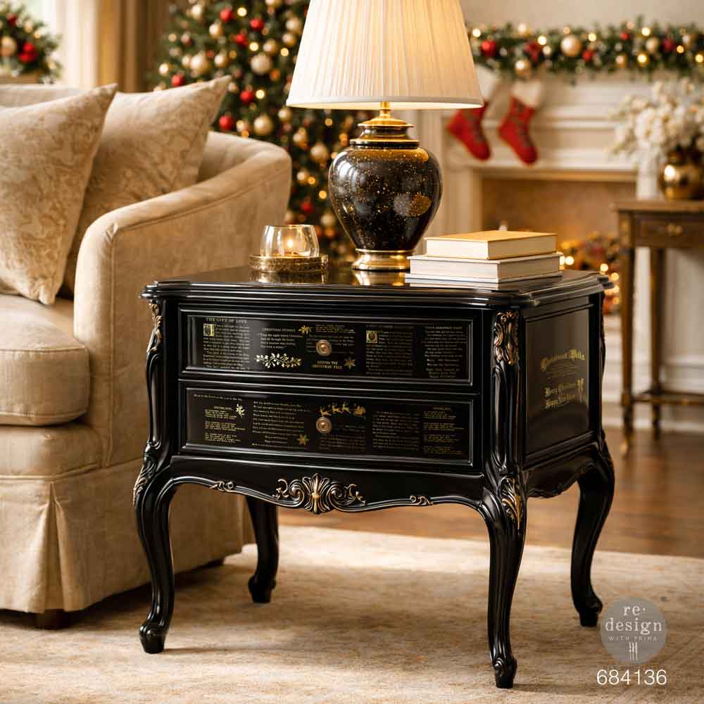 Redesign With Prima Marketing Golden Tidings Middy Foil Transfers 684136 Furniture Project