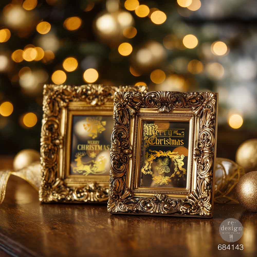Redesign With Prima Marketing Holiday Heirloom Middy Foil Transfers 684143 Christmas Mini Frames