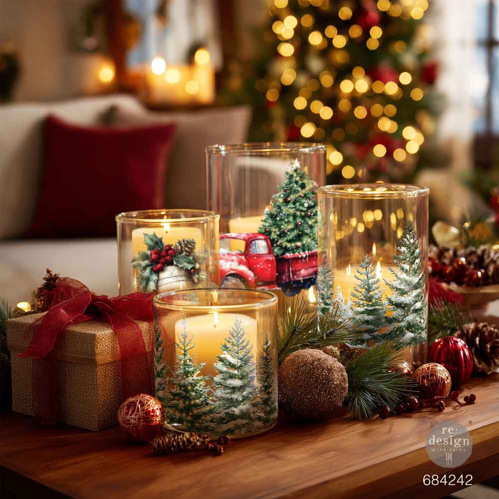 Redesign With Prima Marketing Hometown Holiday Luxe Transfers 684242 Christmas Candles