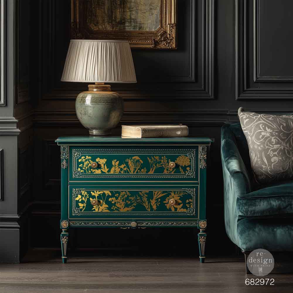 Redesign With Prima Marketing Luxe Foliage Gold Foil Decor Transfers 682972 Furniture Decoration Project