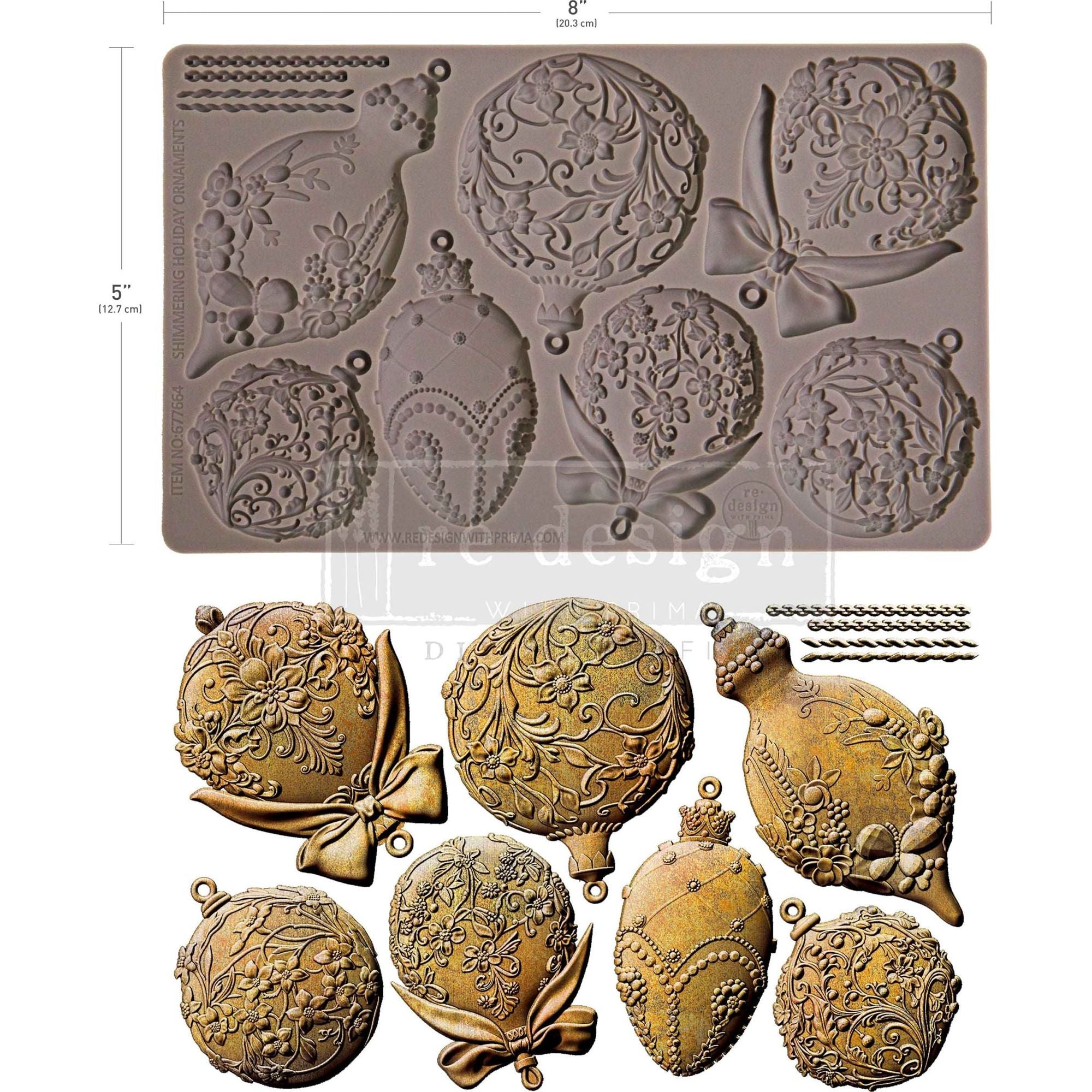 Redesign With Prima Marketing Shimmering Holiday Ornaments Decor Mould 677664