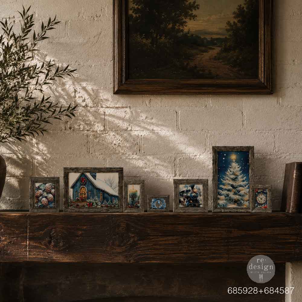 Redesign With Prima Marketing Vintage Timber Christmas Decor Mould 685928 Fireplace Picture Frames