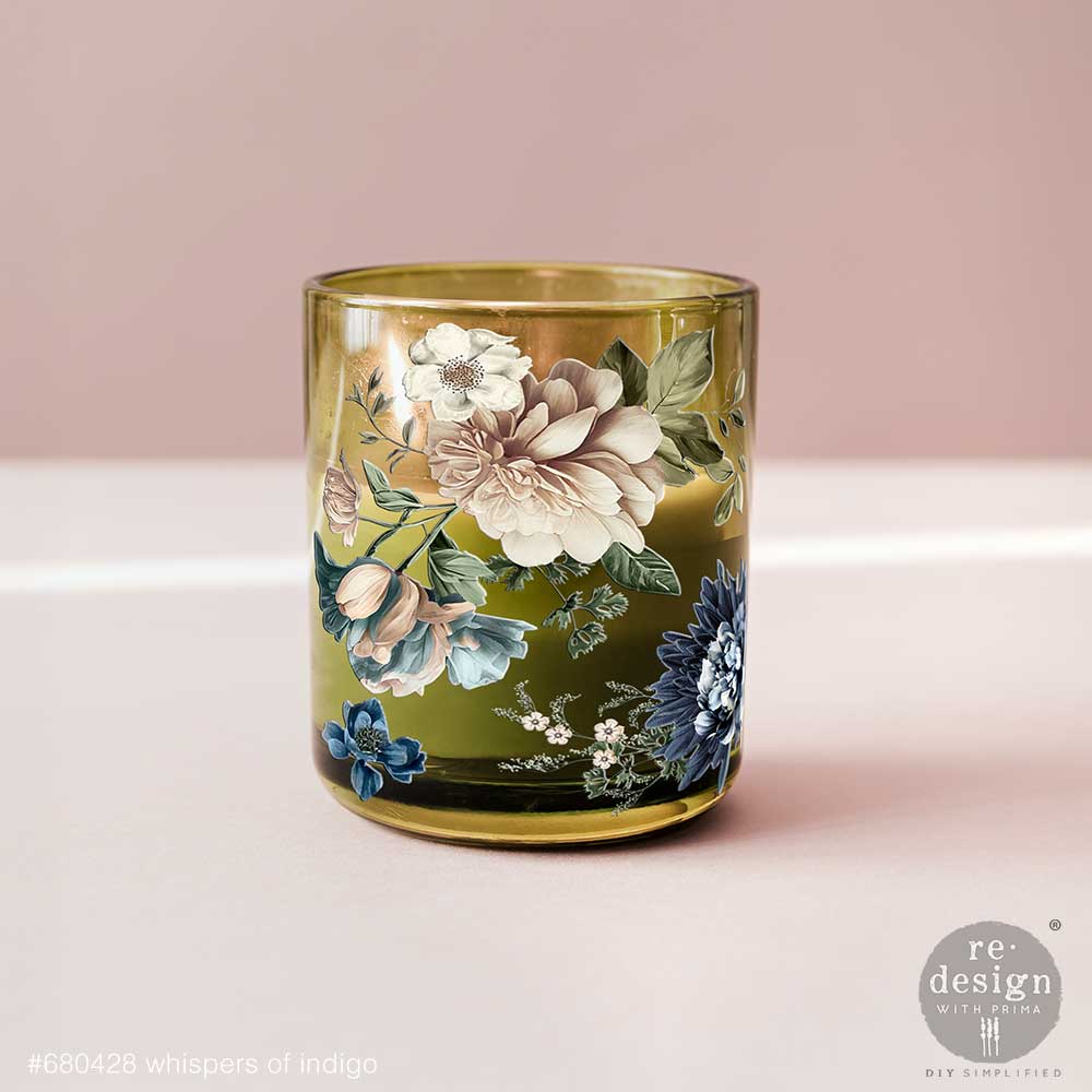 Redesign With Prima Marketing Whispers Of Indigo Luxe Transfers 680428 Candle