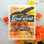 Religious card featuring floral elements and flying eagle with sentiment 'God won't give up on you'