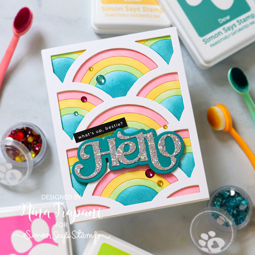Simon Says Stamp Repeating Rainbows Wafer Die 1067sd Sunny Vibes Hello Card | color-code:ALT03