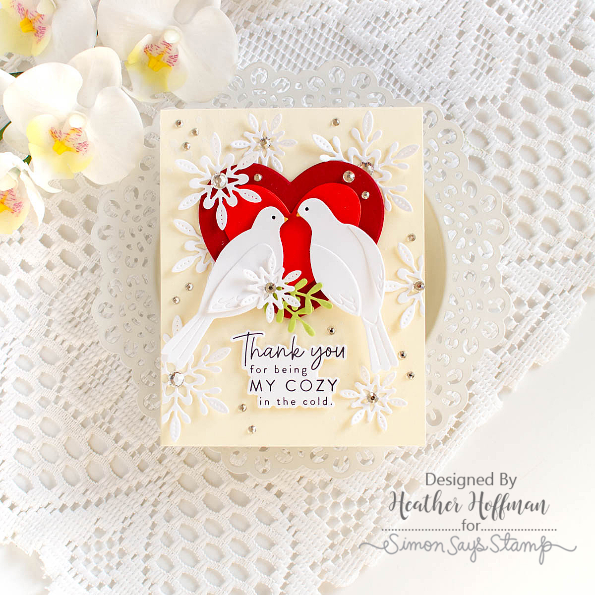 Simon Says Stamp Resting Dove Pair Wafer Dies s1049 DieCember Love Card | color-code:ALT05