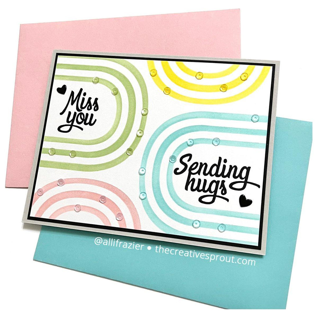 Simon Says Stamp Stencils Retro Arcs 1026st Be Bold Hugs Card | color-code:ALT03