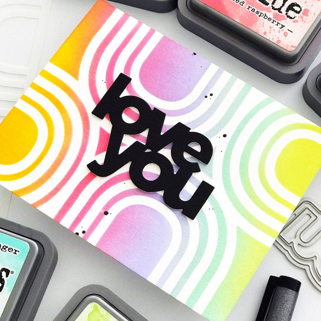 Simon Says Stamp Stencils Retro Arcs 1026st Be Bold Love Card | color-code:ALT01