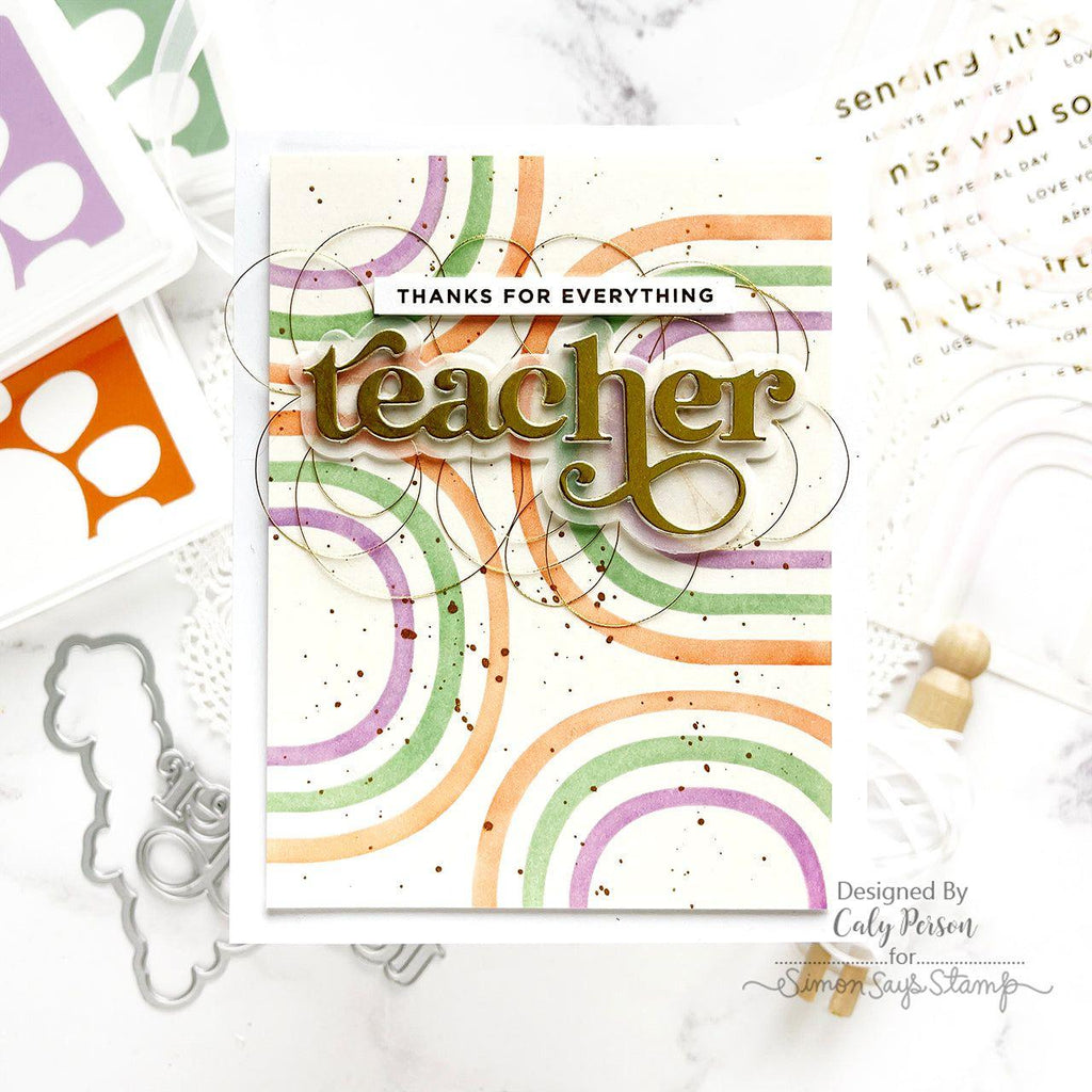 Simon Says Stamp Stencils Retro Arcs 1026st Be Bold Teacher Card | color-code:ALT02