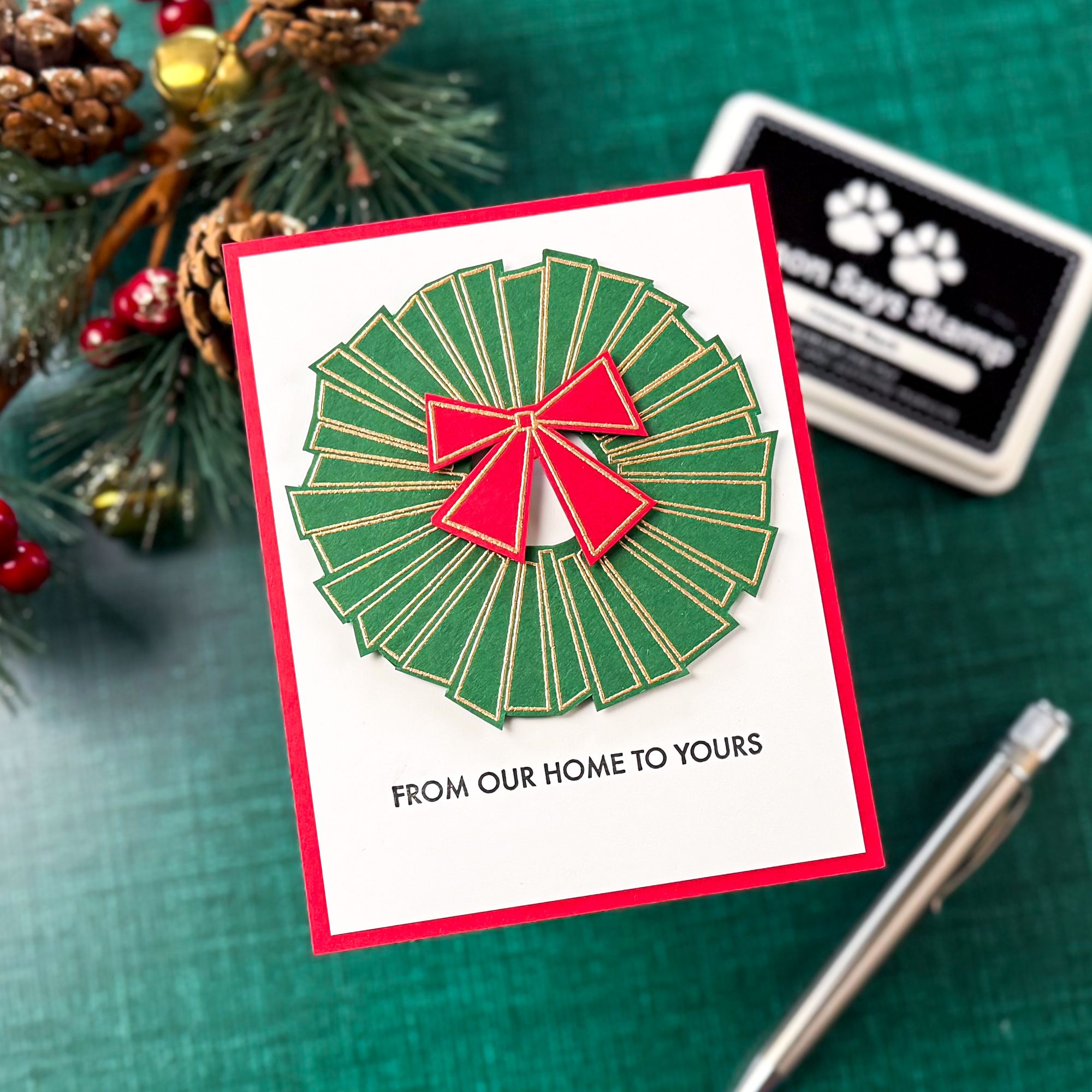 Simon Says Stamps and Dies Retro Wreath set1097rw And Everything Nice Christmas Card