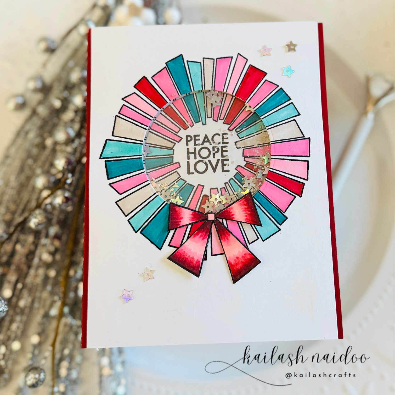 Simon Says Clear Stamps Retro Wreath 2298msc Christmas Card
