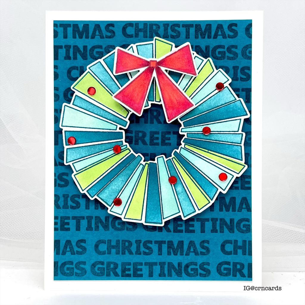 Simon Says Stamp Stencils Retro Wreath 1101mtc And Everything Nice Christmas Card