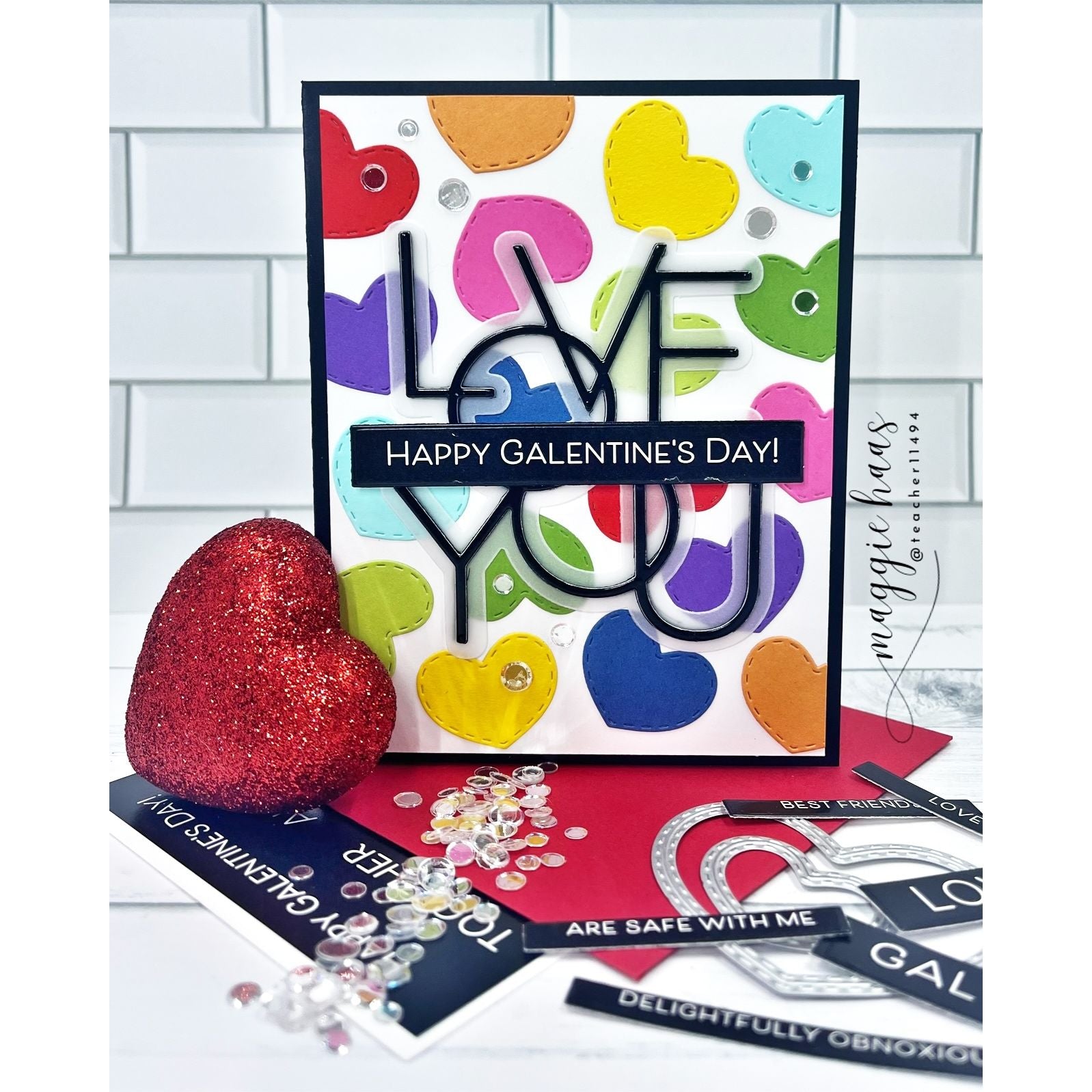 Simon Says Stamp EZ Strips Reverse Galentine's 1018ez Heart to Heart