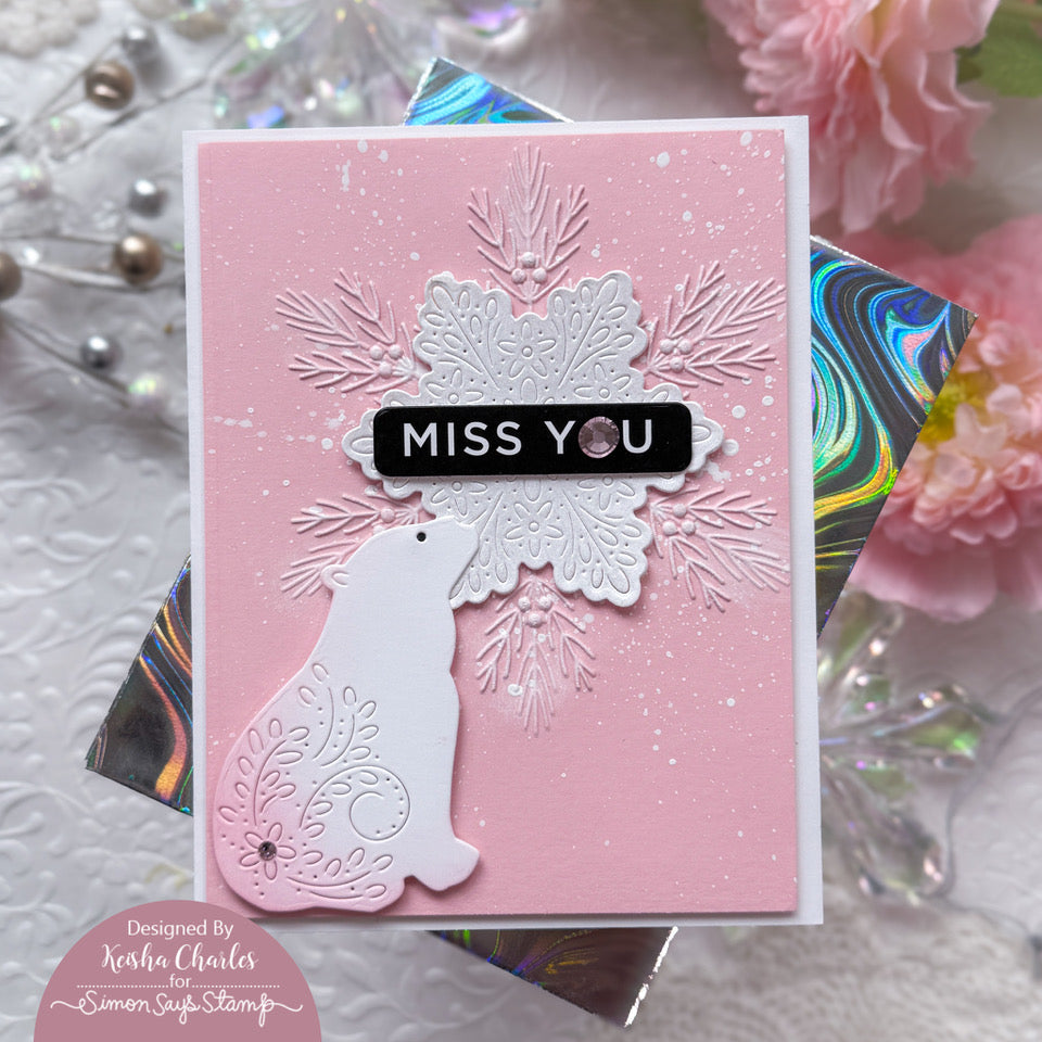 CZ Design Sentiment Strips and Die Just Sayin set1125js DieCember Miss You Card
