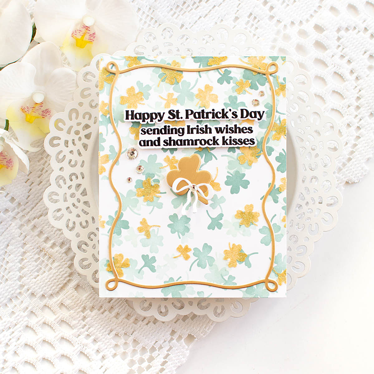 Simon Says Stamp Ribbon Loop Frames Wafer Dies 1510sd Beautiful Moments St. Patrick's Day Card | color-code:ALT03
