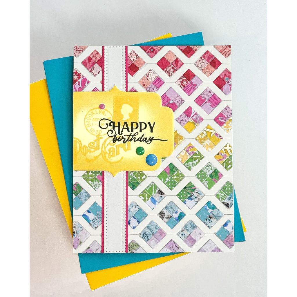 Simon Says Stamp Ribbon Quilt Wafer Dies 1313md Moments In Time Birthday Card | color-code:ALT09