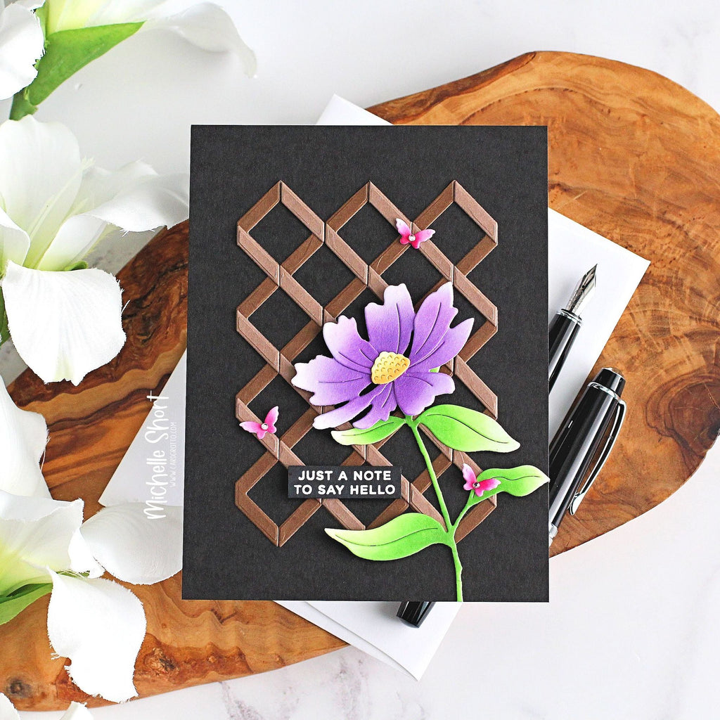 Simon Says Stamp Ribbon Quilt Wafer Dies 1313md Moments In Time Hello Card