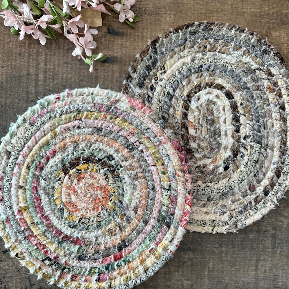 Richele Christensen Tim Holtz Coaster fabric fat quarters DIY trivets 