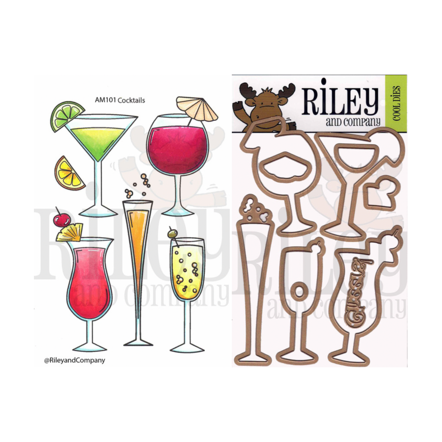 Riiley and Company Cocktail Clear Stamp and Die Set