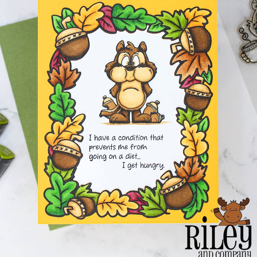 Riley And Company Autumn Leaves Frame Dies rd2015 acorns card