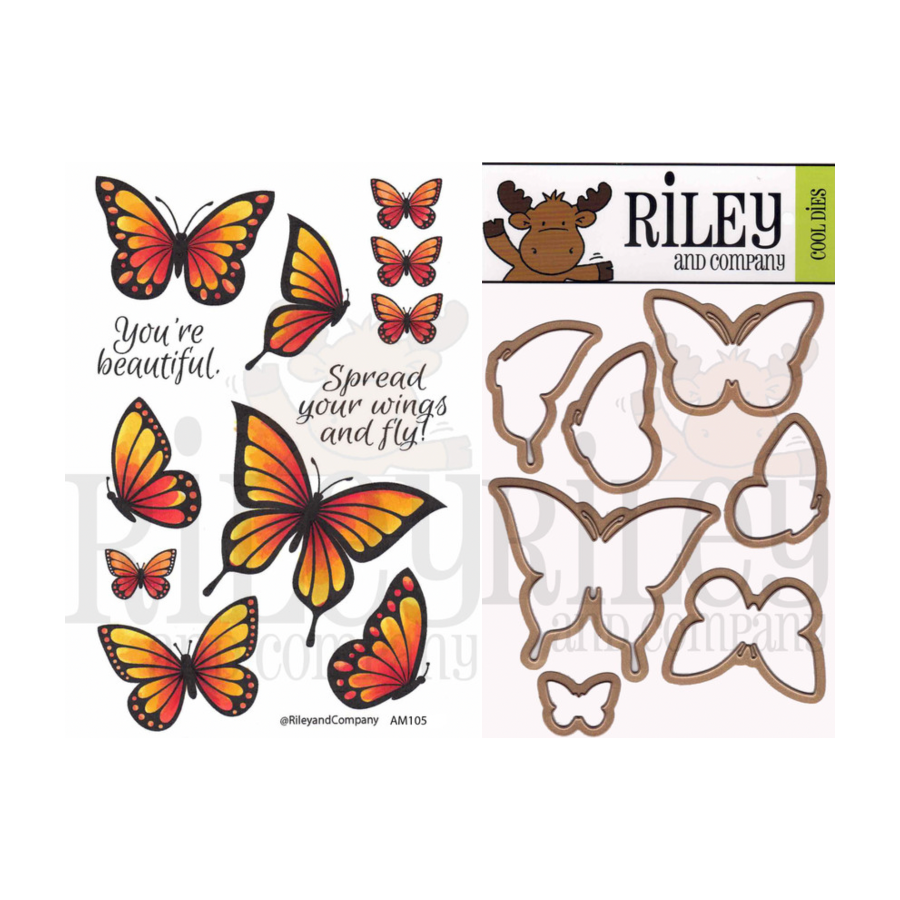 Riley And Company Butterflies Clear Stamp and Die Set
