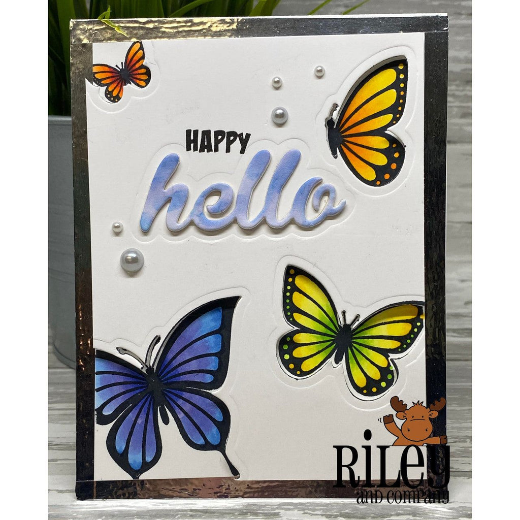 Riley And Company Butterflies Clear Stamps am105 hello