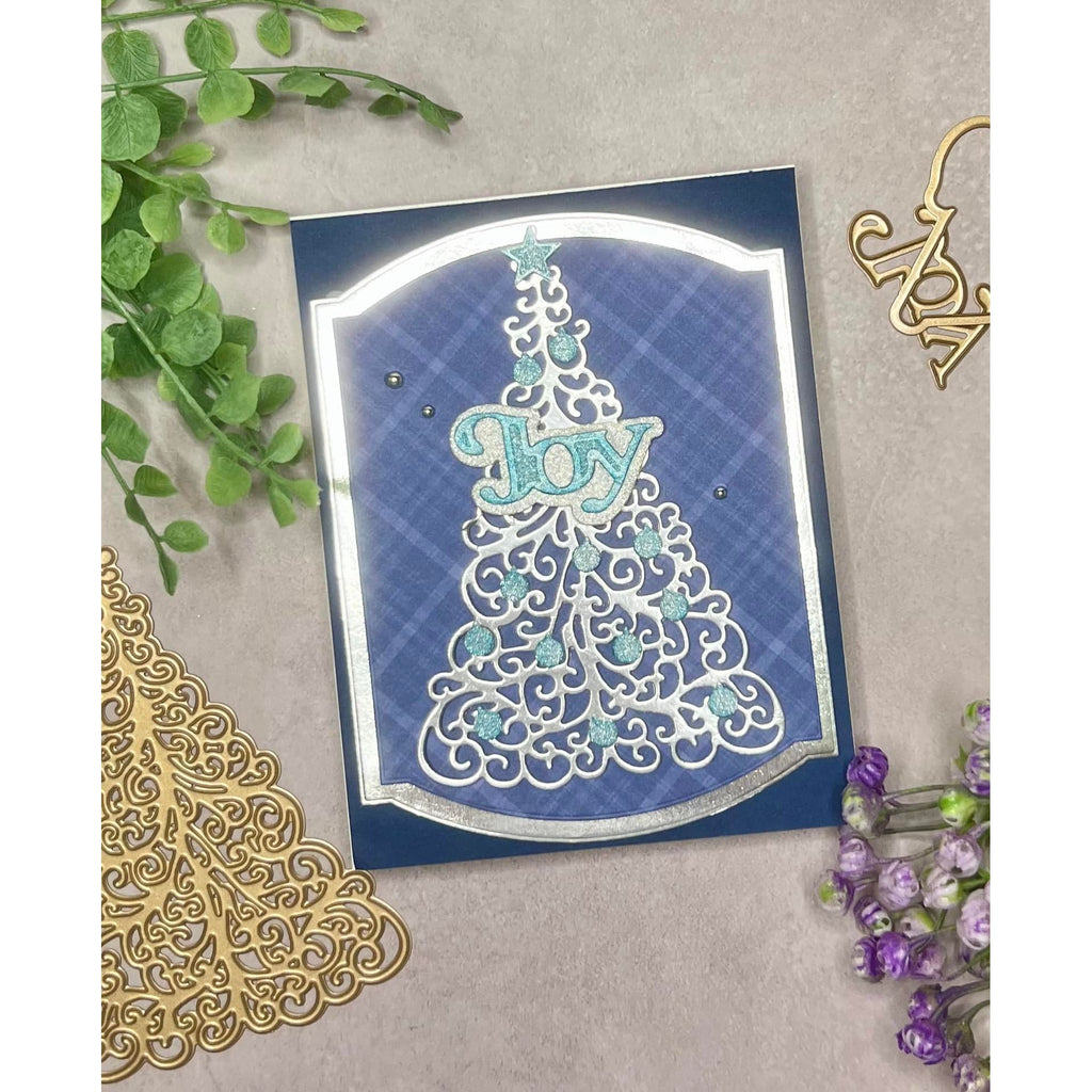 Riley And Company Cut Ups Elegant Holiday Tree Dies rd608 silver