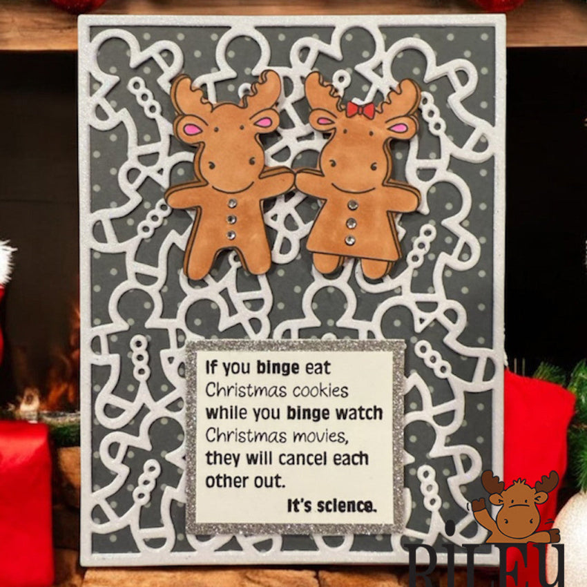 Riley And Company Cut Ups Gingerbread Background Die rd660 moose