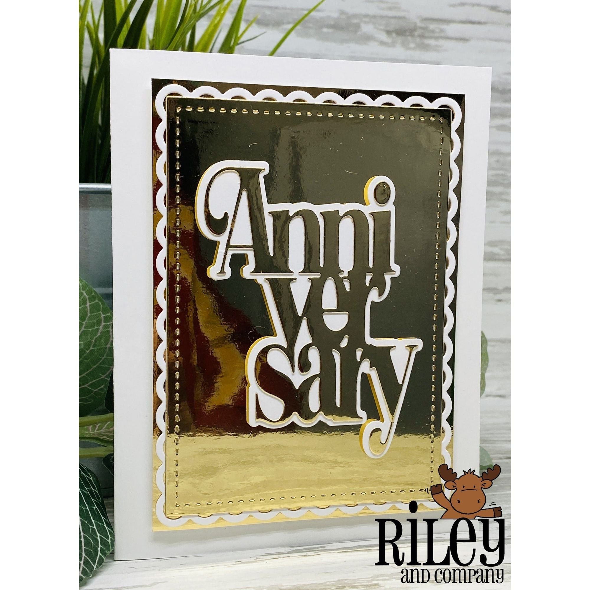 Riley And Company Cut Ups Stacked Anniversary Die rd635 golden